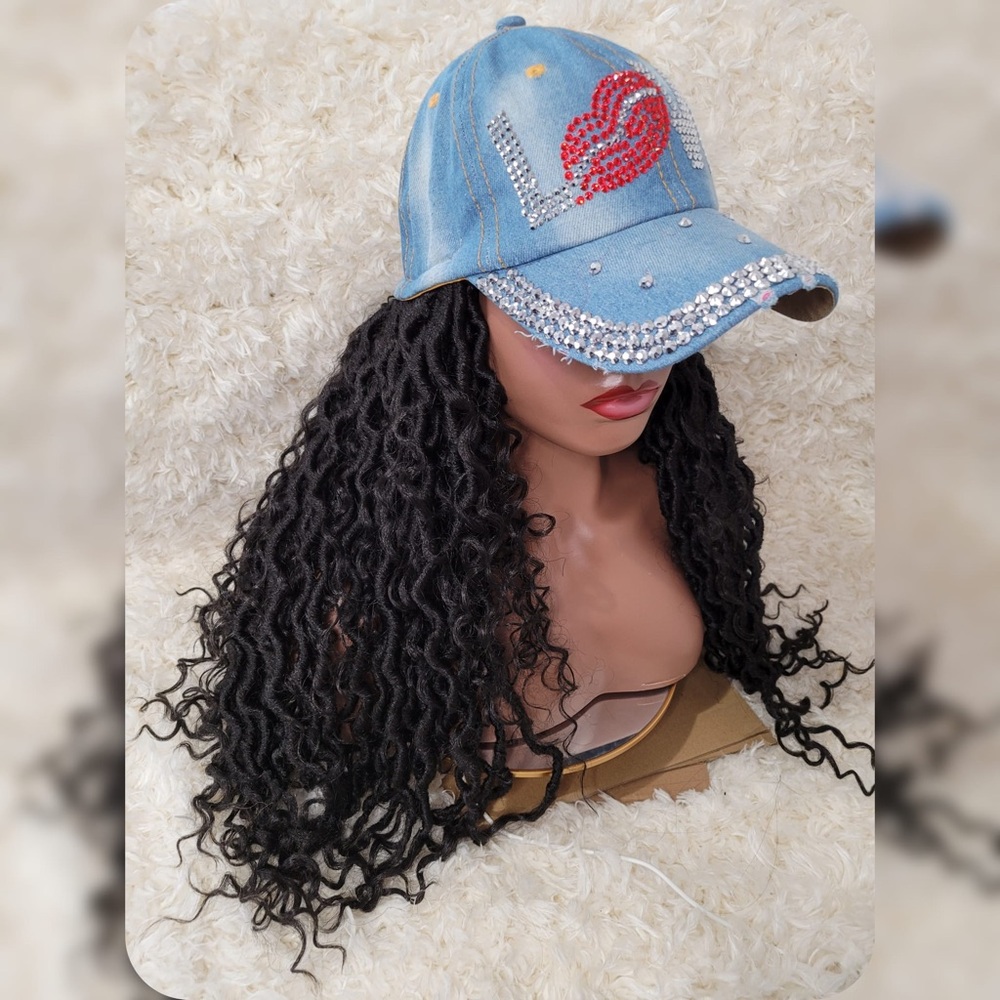 Denim Cap with Rhinestone Accents